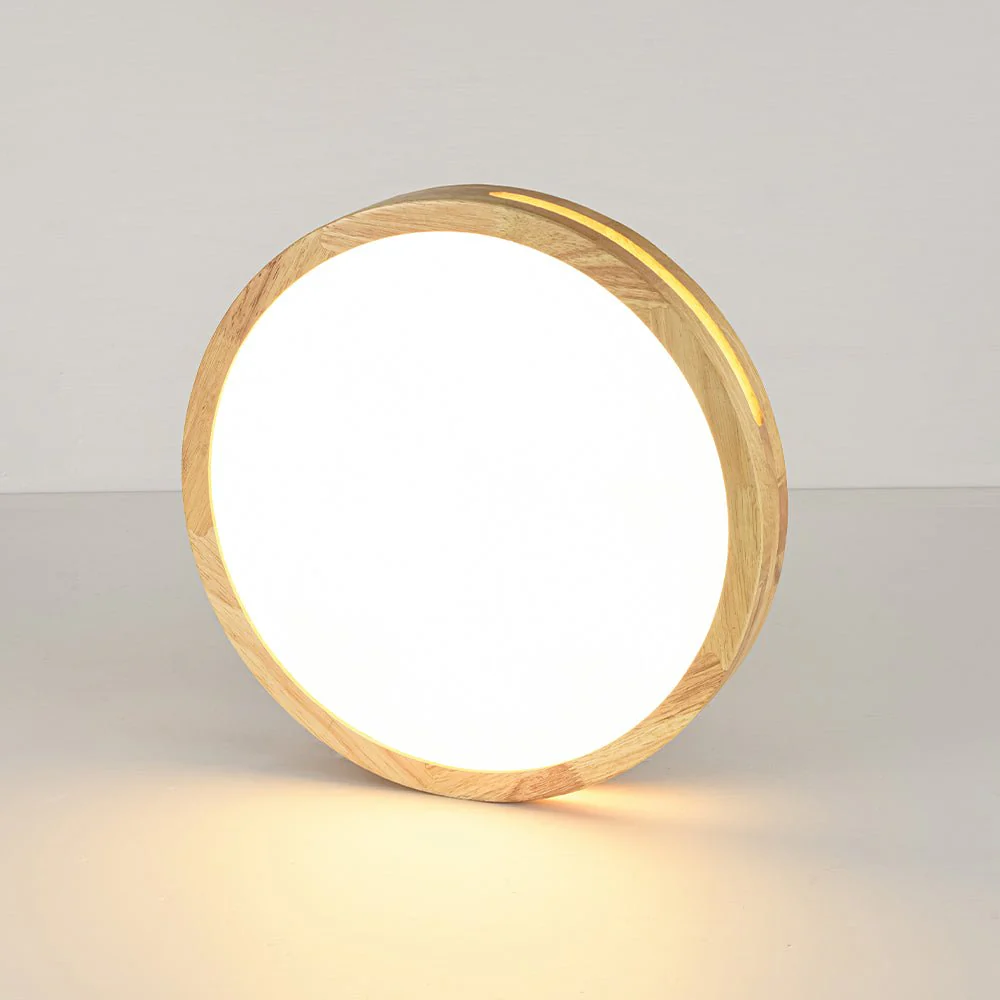 Rustic Dimmable LED Wood Round Flush Mount Light - Image 14