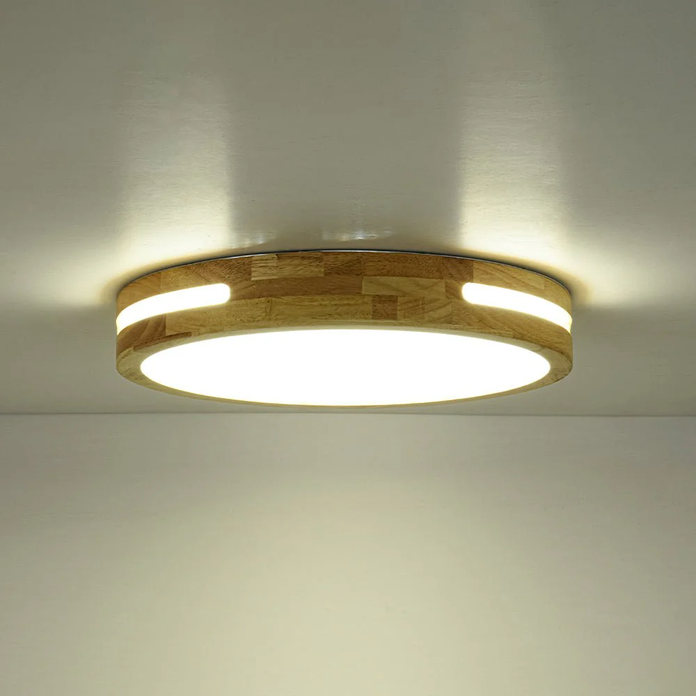 Rustic Dimmable LED Wood Round Flush Mount Light - Image 20
