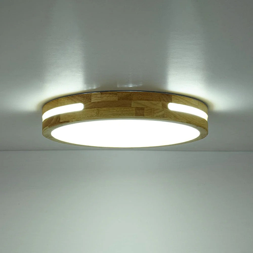 Rustic Dimmable LED Wood Round Flush Mount Light - Image 21