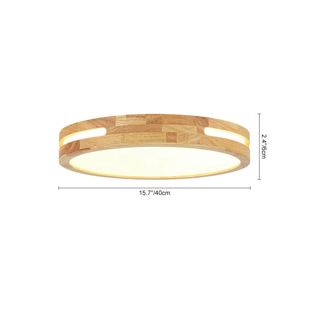 Rustic Dimmable LED Wood Round Flush Mount Light - Image 4