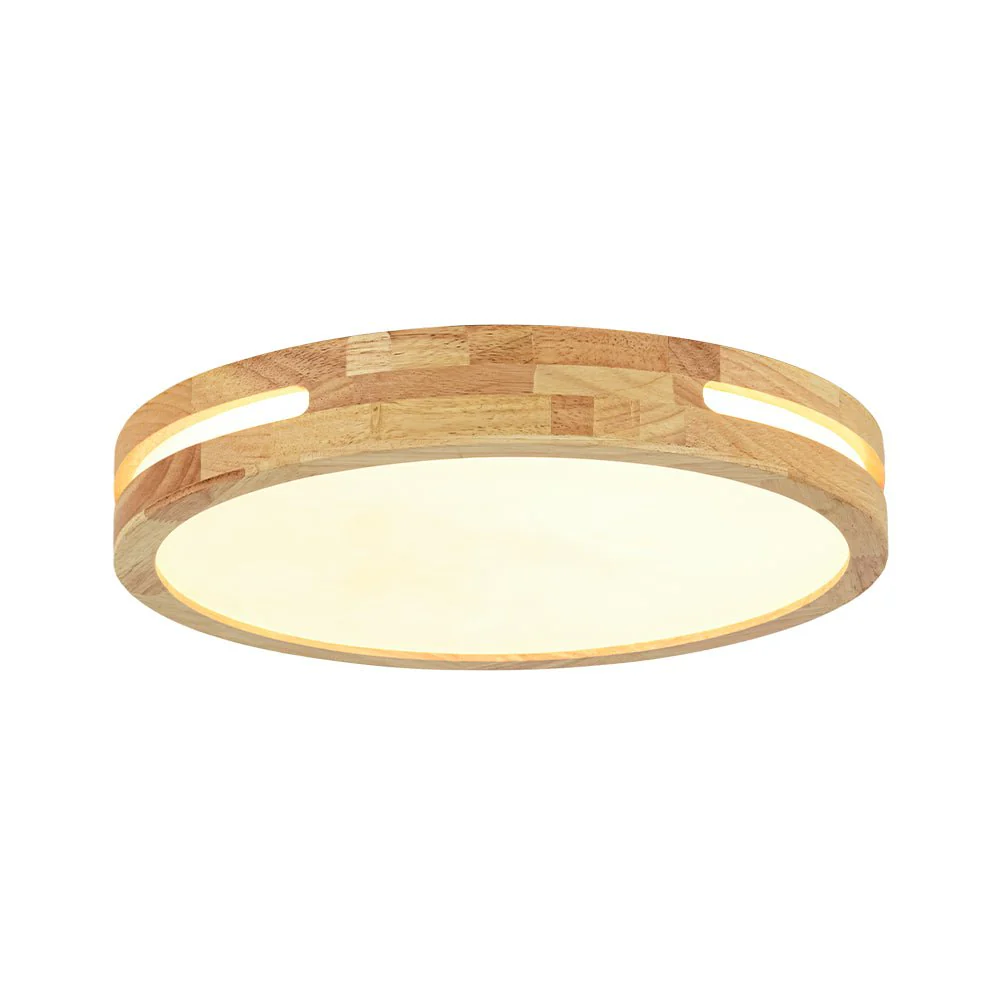 Rustic Dimmable LED Wood Round Flush Mount Light - Image 6