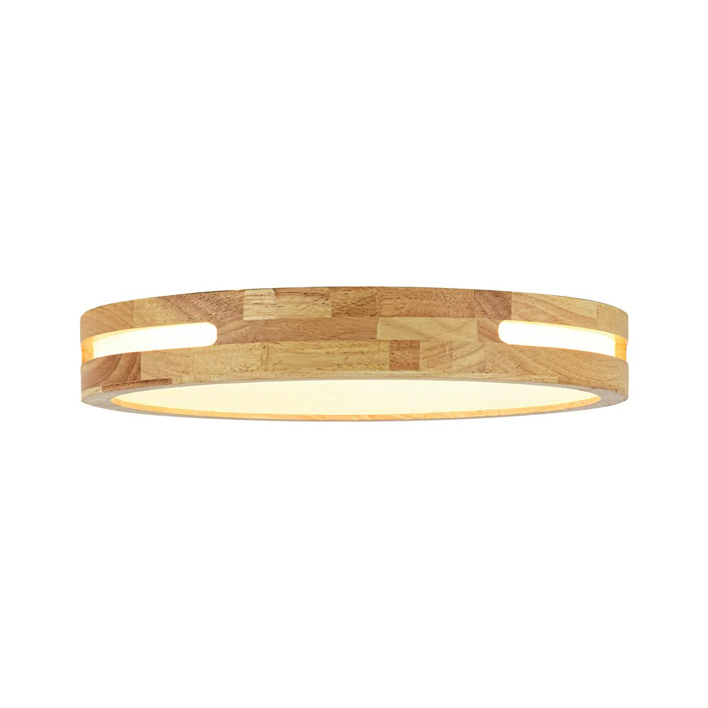 Rustic Dimmable LED Wood Round Flush Mount Light - Image 8