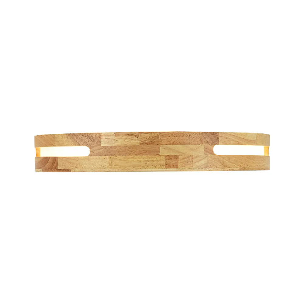 Rustic Dimmable LED Wood Round Flush Mount Light - Image 9