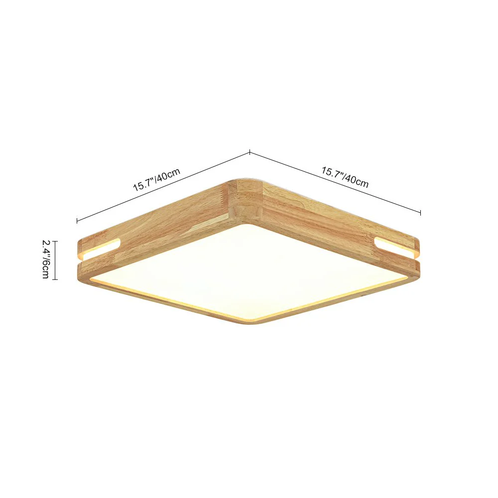 Rustic Dimmable LED Wood Square Flush Mount Light - Image 5