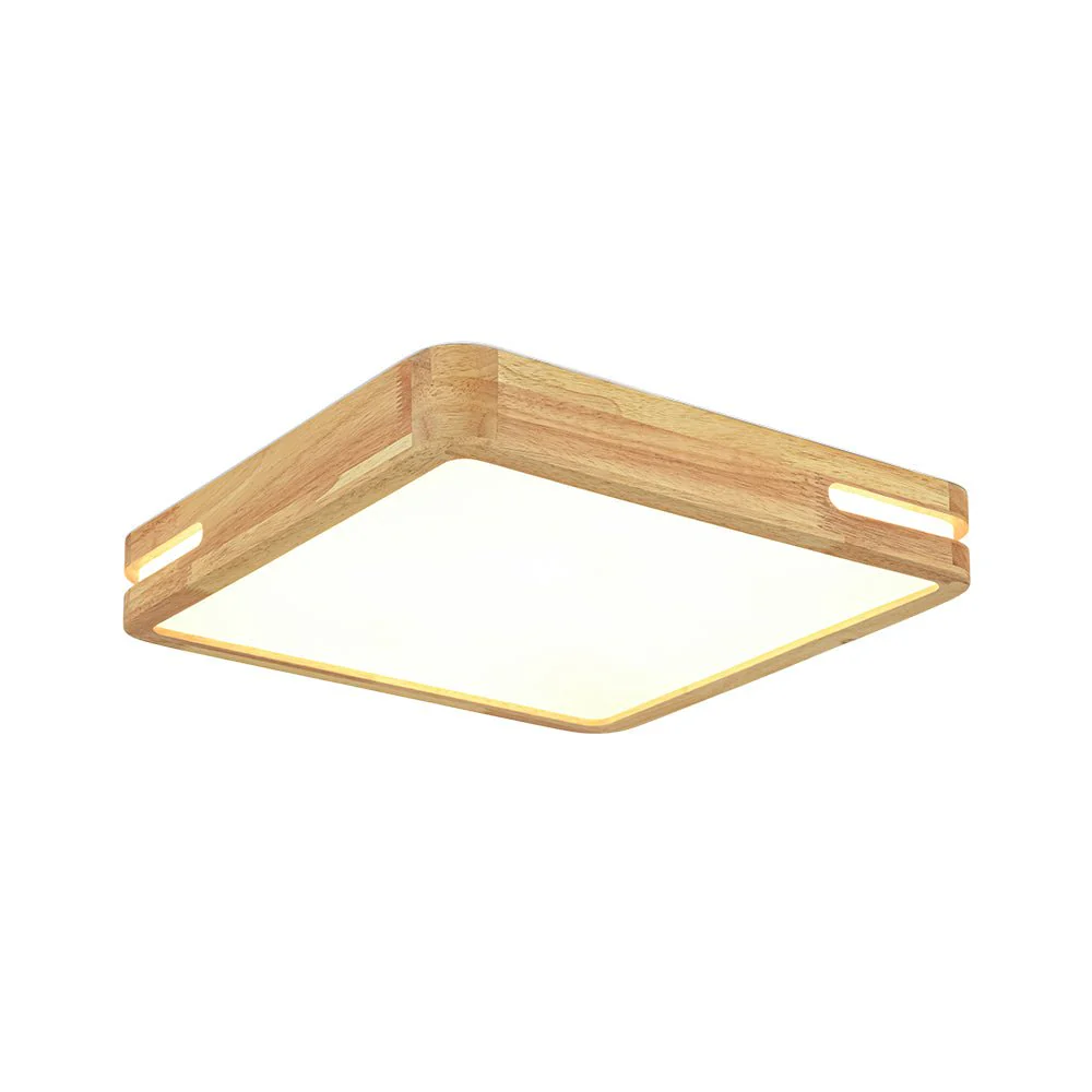 Rustic Dimmable LED Wood Square Flush Mount Light - Image 6