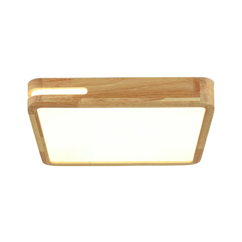 Rustic Dimmable LED Wood Square Flush Mount Light - Image 7