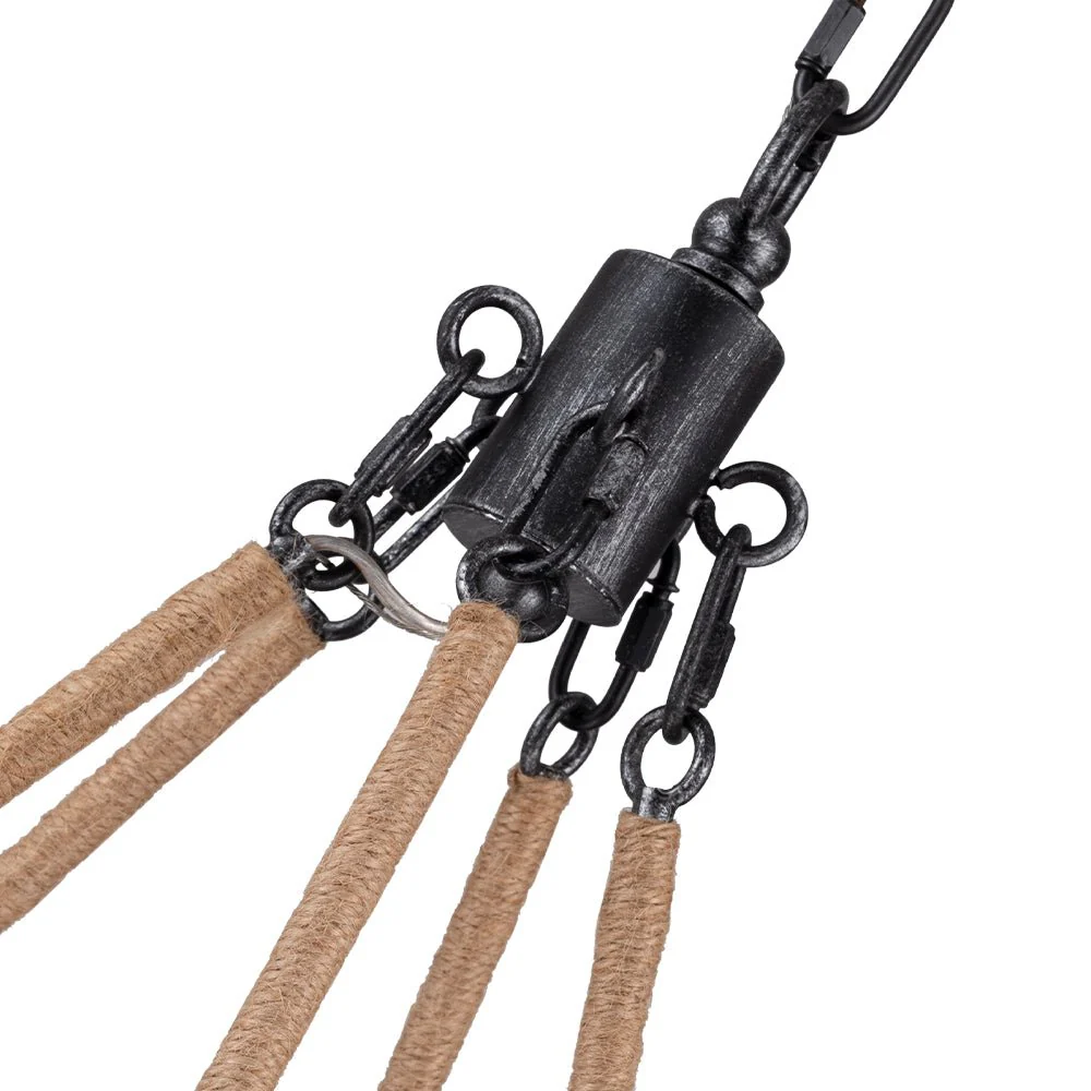 Rustic Hemp Rope Wooden Round Candle Chandelier - Image 13