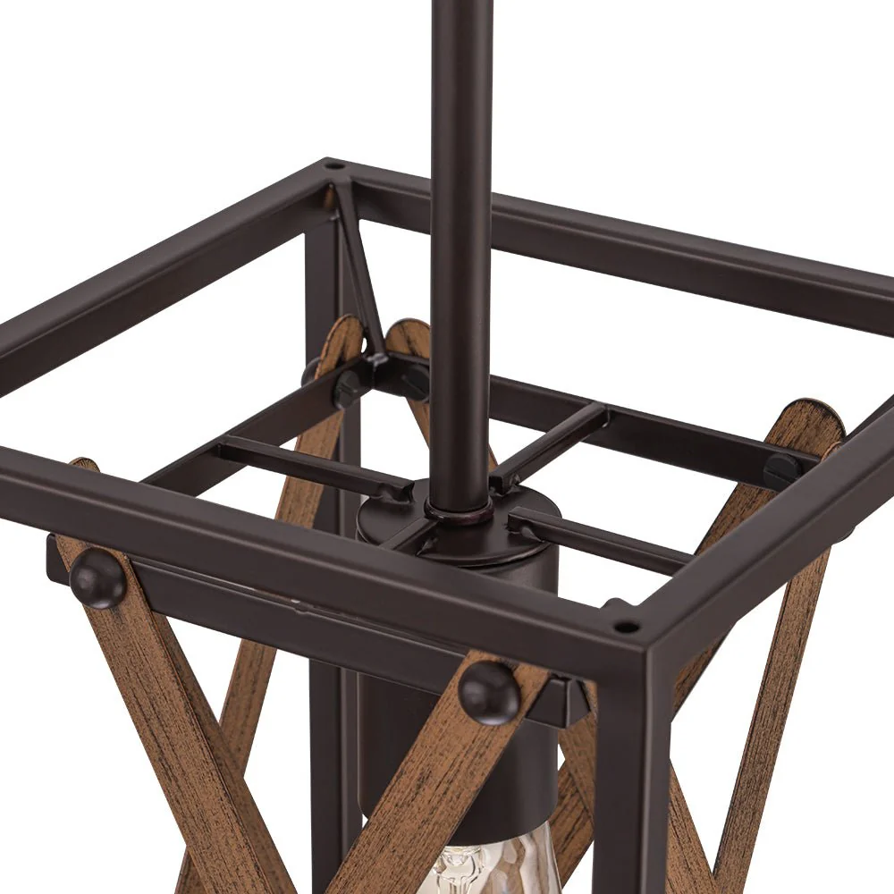 Rustic Industrial 1-Light Square Cross Cage Pendant Light - Image 14