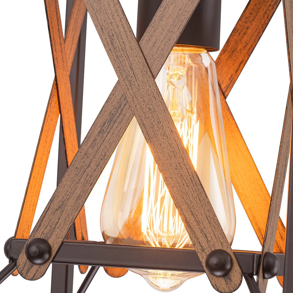 Rustic Industrial 1-Light Square Cross Cage Pendant Light - Image 15