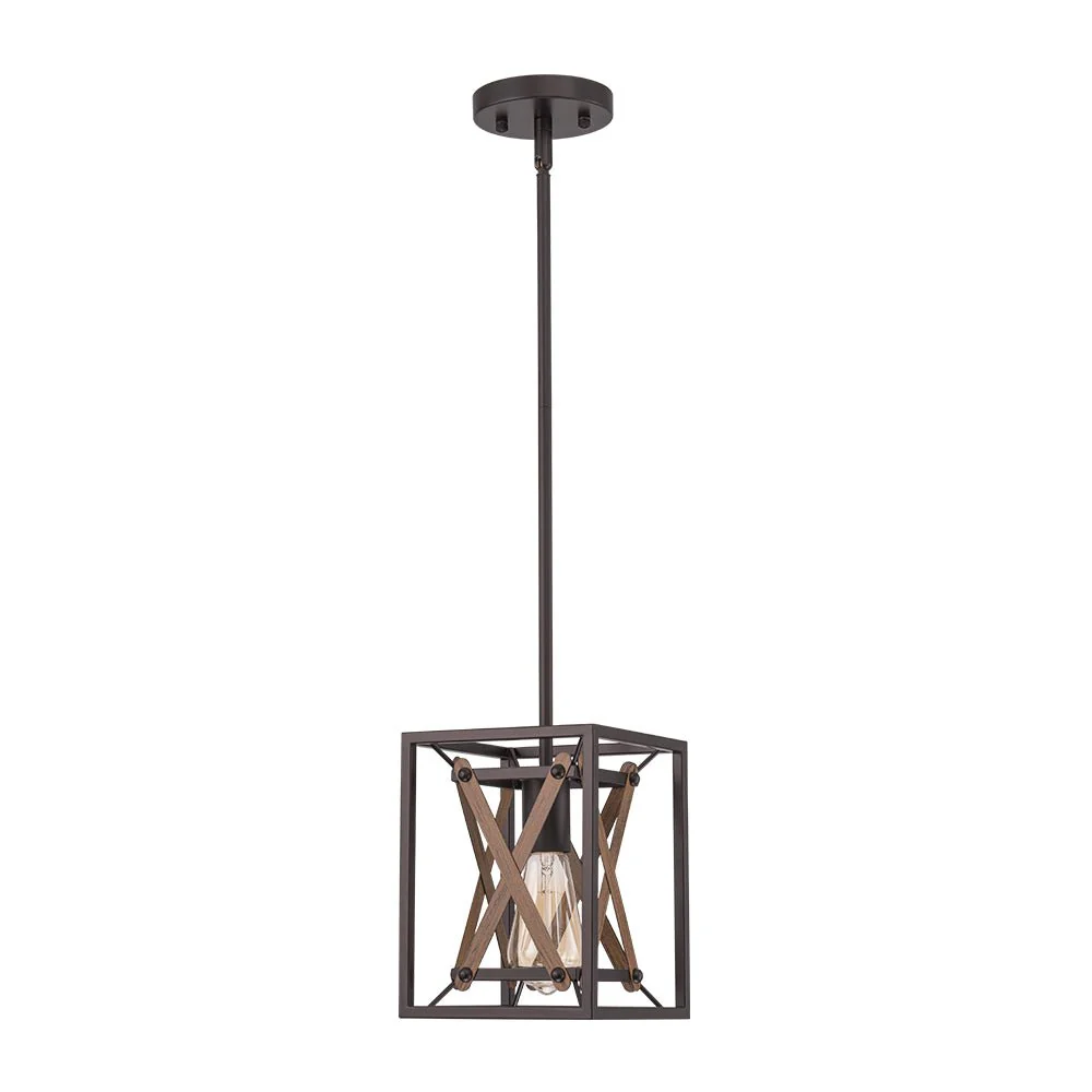 Rustic Industrial 1-Light Square Cross Cage Pendant Light - Image 6