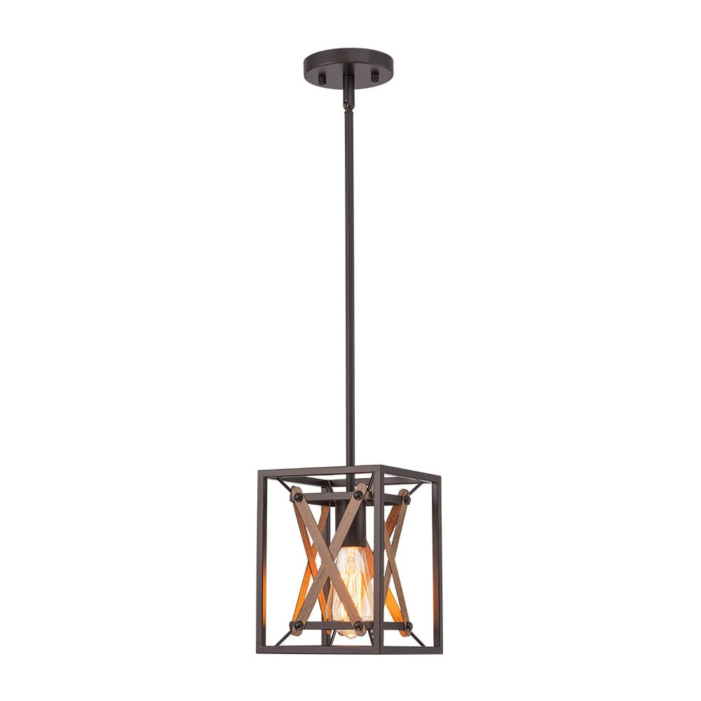 Rustic Industrial 1-Light Square Cross Cage Pendant Light - Image 7