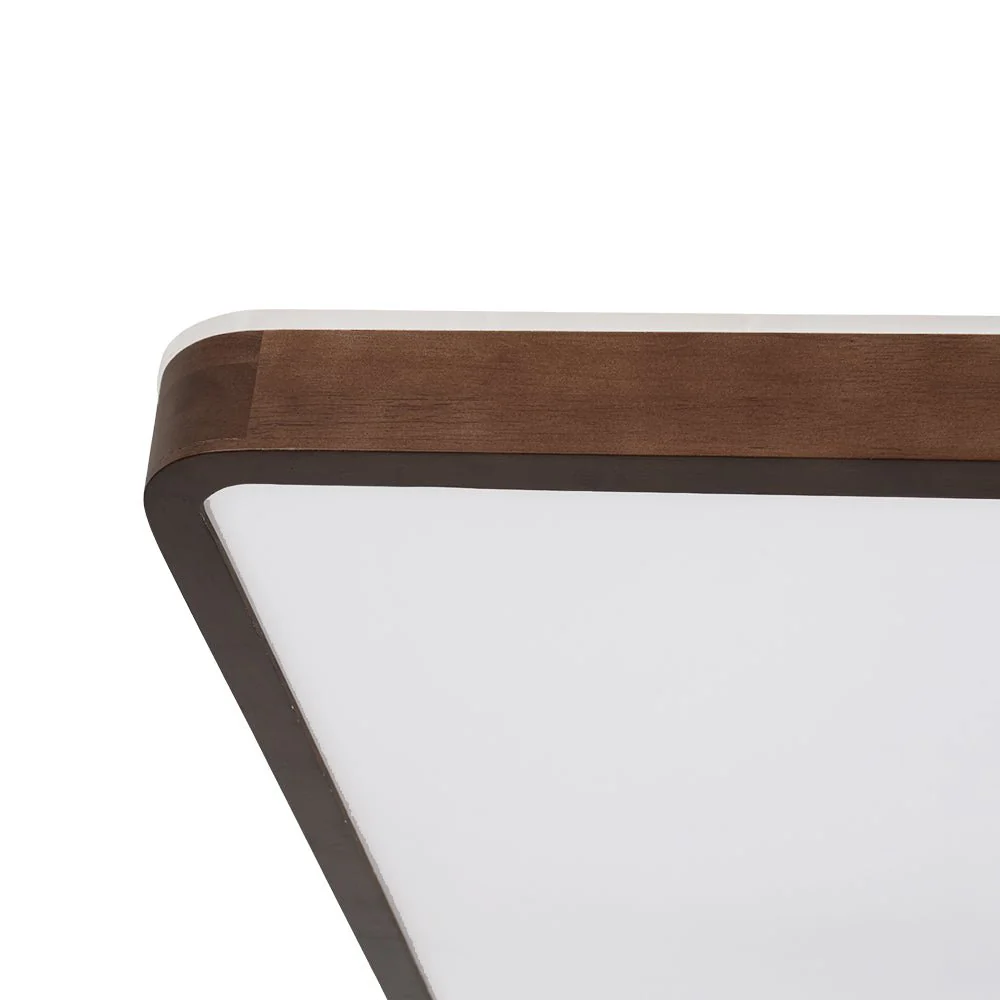 Rustic Rectangle Walnut Wooden Dimmable LED Flush Mount - Image 11