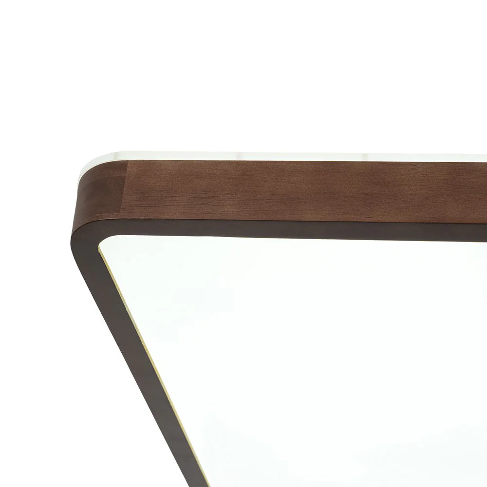 Rustic Rectangle Walnut Wooden Dimmable LED Flush Mount - Image 12