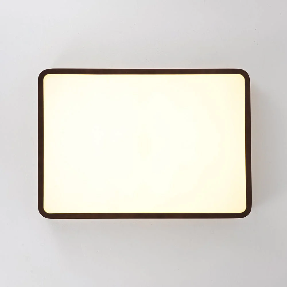 Rustic Rectangle Walnut Wooden Dimmable LED Flush Mount - Image 13