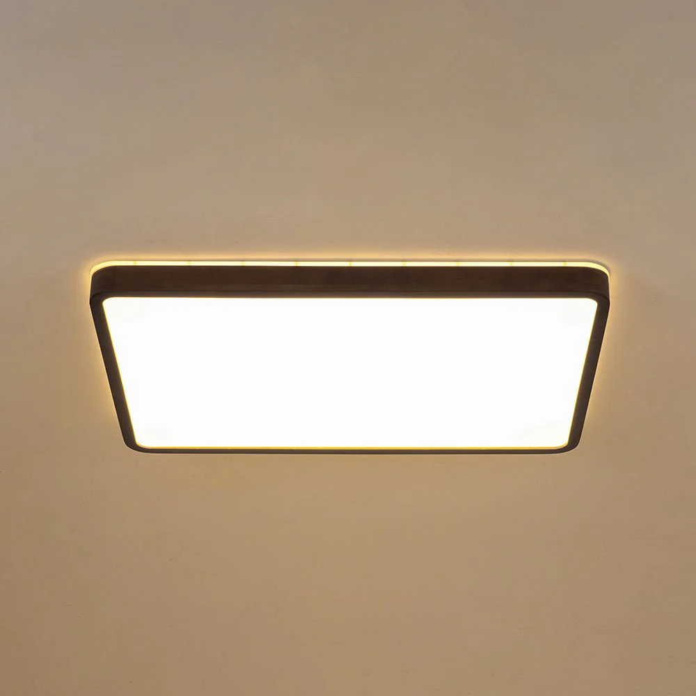 Rustic Rectangle Walnut Wooden Dimmable LED Flush Mount - Image 14