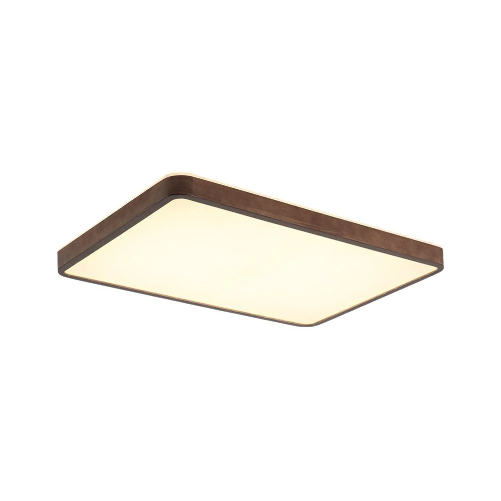 Rustic Rectangle Walnut Wooden Dimmable LED Flush Mount - Image 3