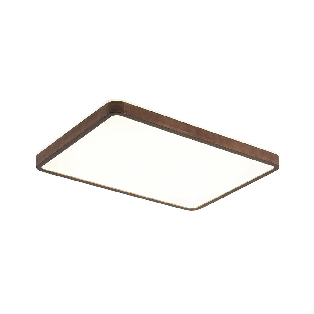 Rustic Rectangle Walnut Wooden Dimmable LED Flush Mount - Image 4