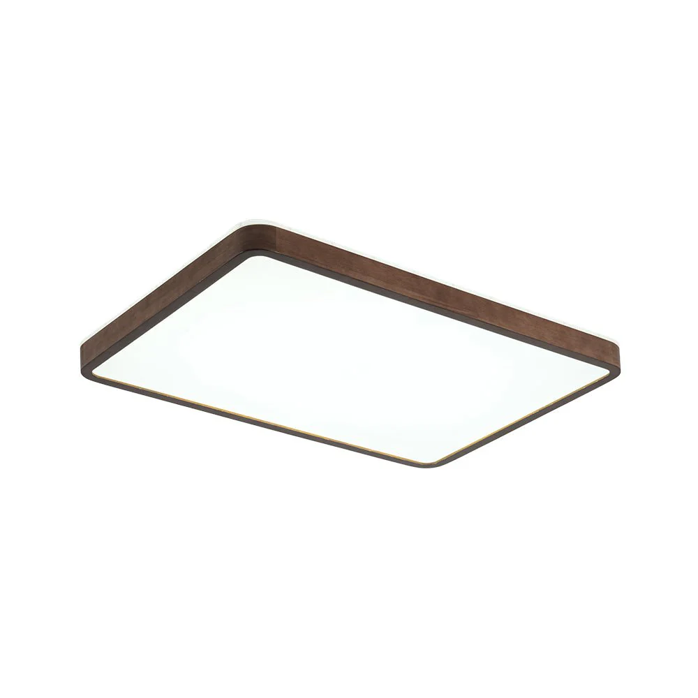 Rustic Rectangle Walnut Wooden Dimmable LED Flush Mount - Image 5