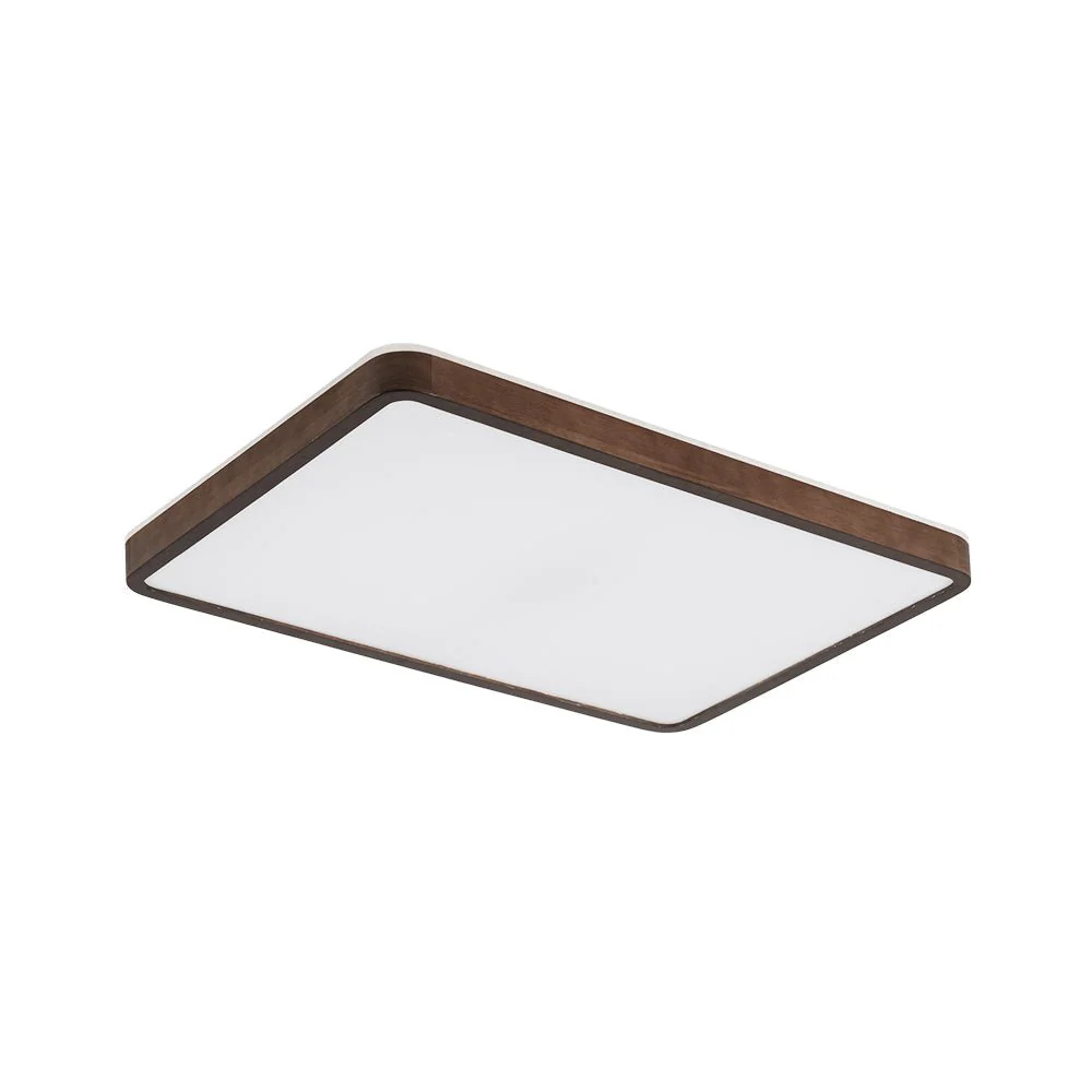 Rustic Rectangle Walnut Wooden Dimmable LED Flush Mount - Image 6