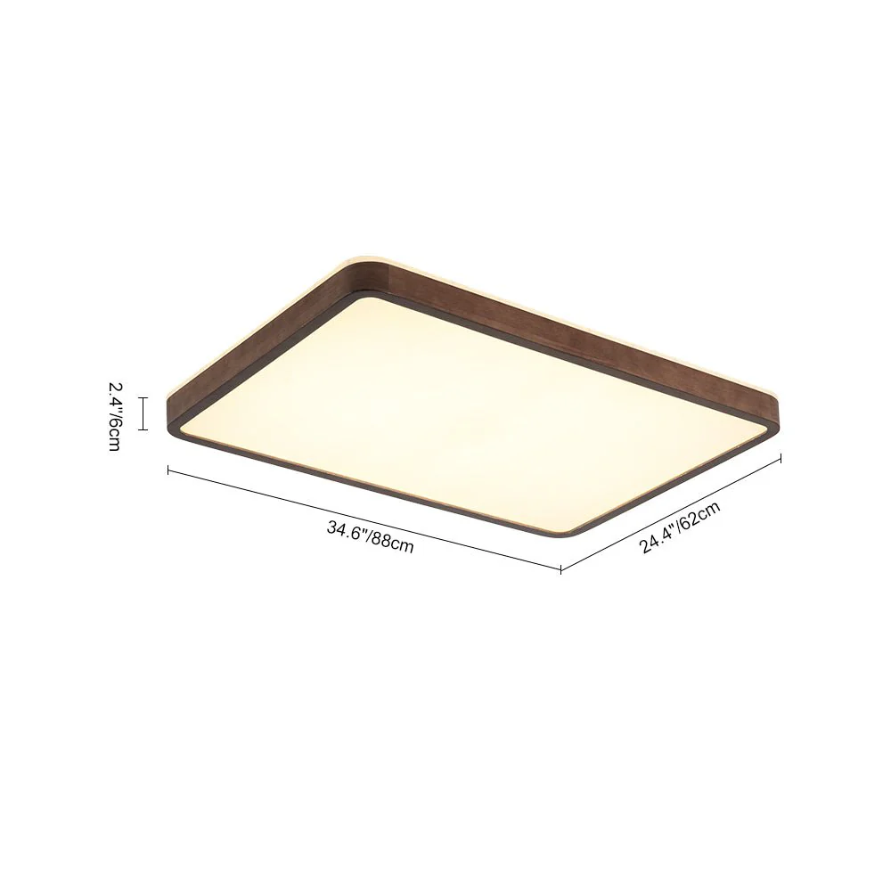 Rustic Rectangle Walnut Wooden Dimmable LED Flush Mount - Image 7