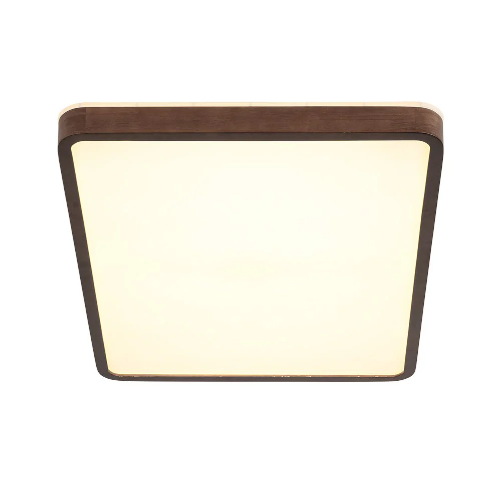 Rustic Rectangle Walnut Wooden Dimmable LED Flush Mount - Image 8