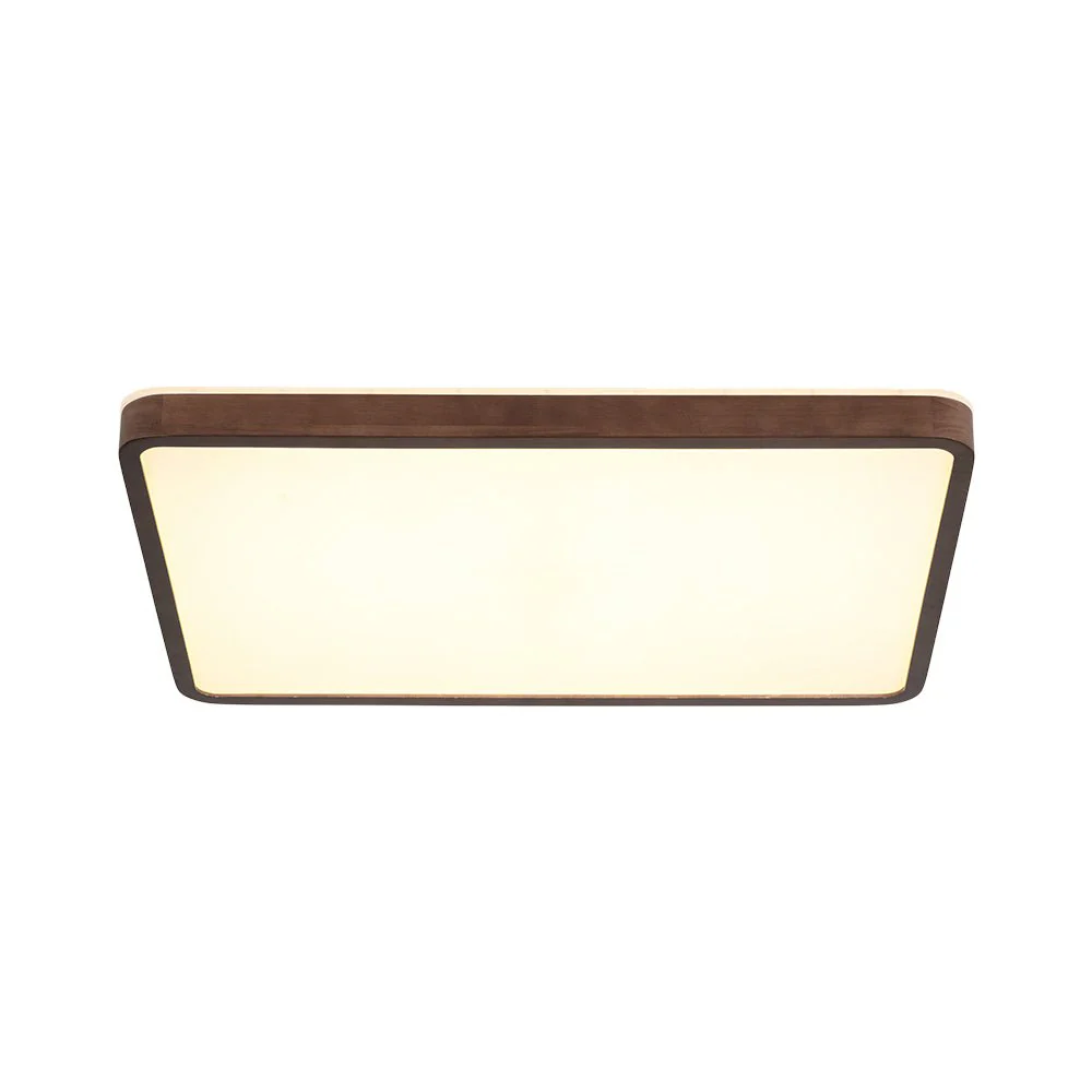 Rustic Rectangle Walnut Wooden Dimmable LED Flush Mount - Image 9