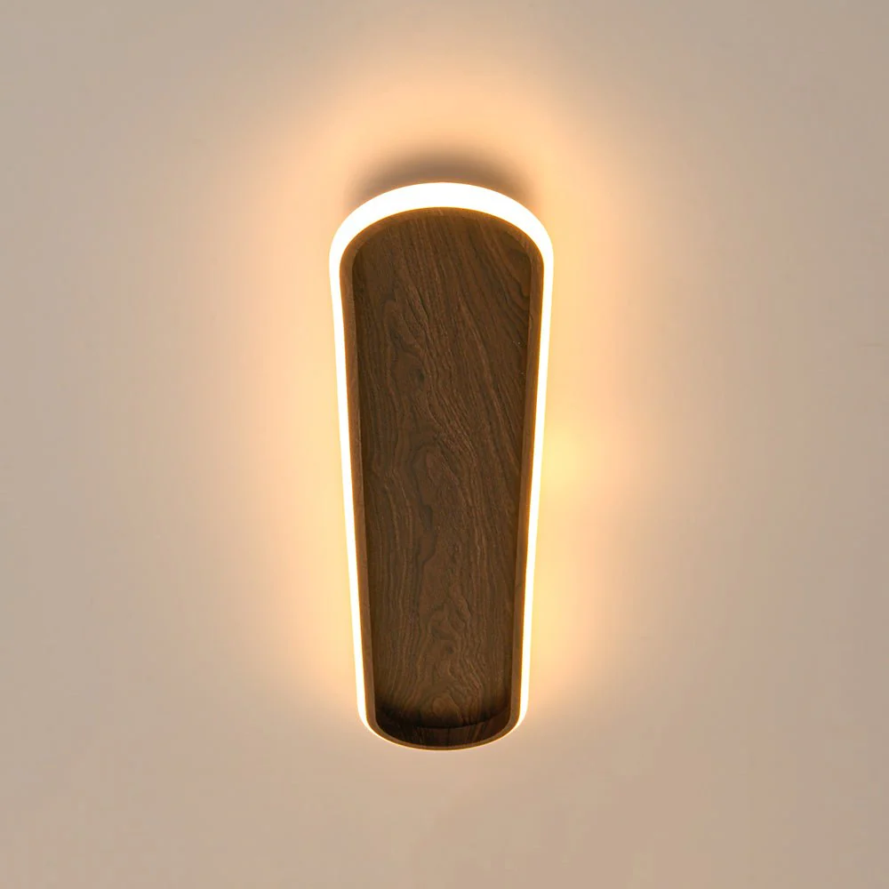Rustic Walnut Wood Dimmable LED Oval Ring Flush Mount Light - Image 11