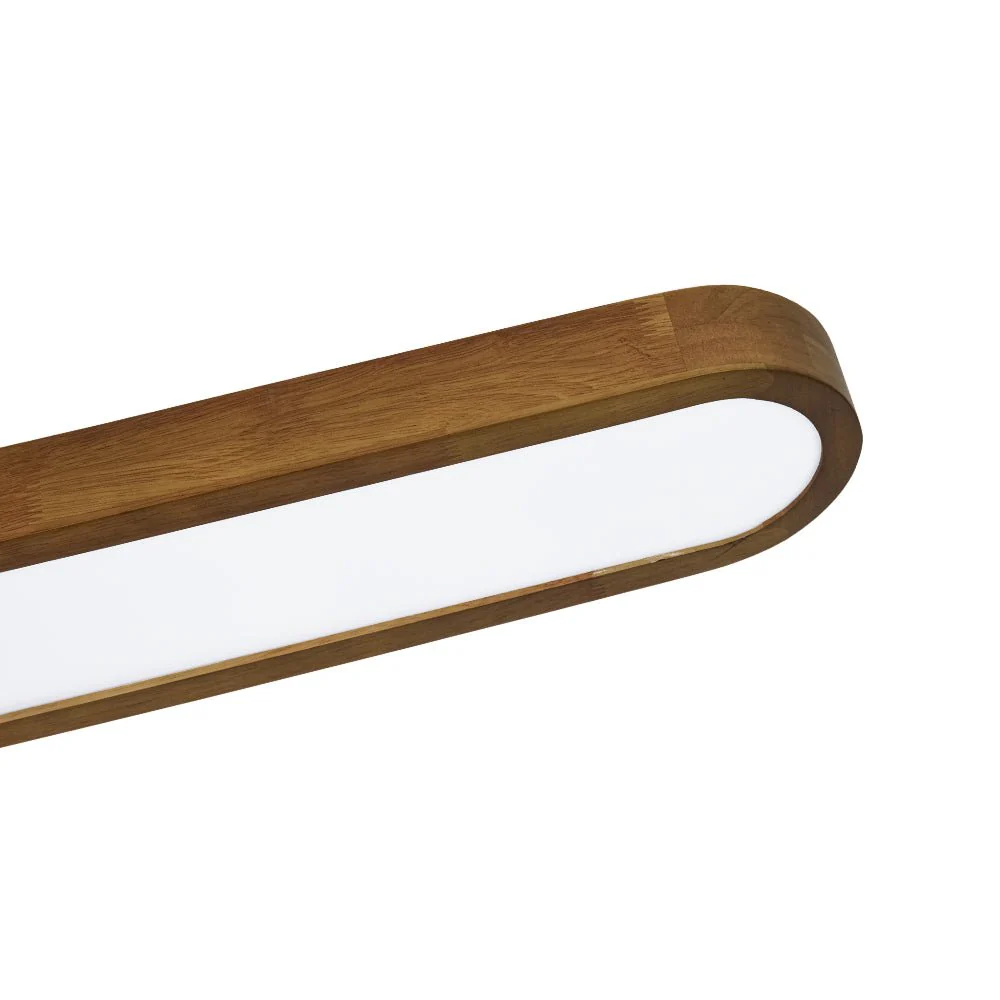 Rustic Walnut Wood Oval Dimmable LED Flush Mount Light - Image 10