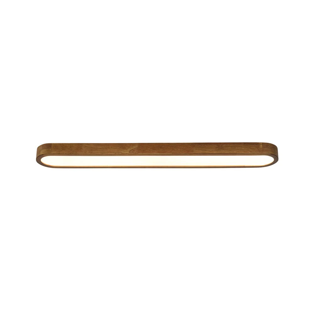 Rustic Walnut Wood Oval Dimmable LED Flush Mount Light - Image 7