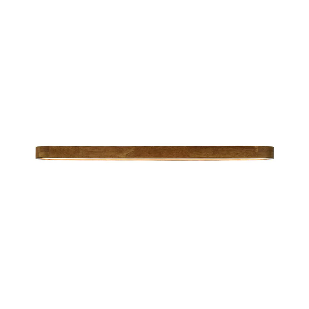 Rustic Walnut Wood Oval Dimmable LED Flush Mount Light - Image 8