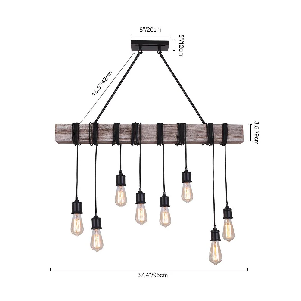 Rustic Wooden Wide Linear Chandelier - Image 10