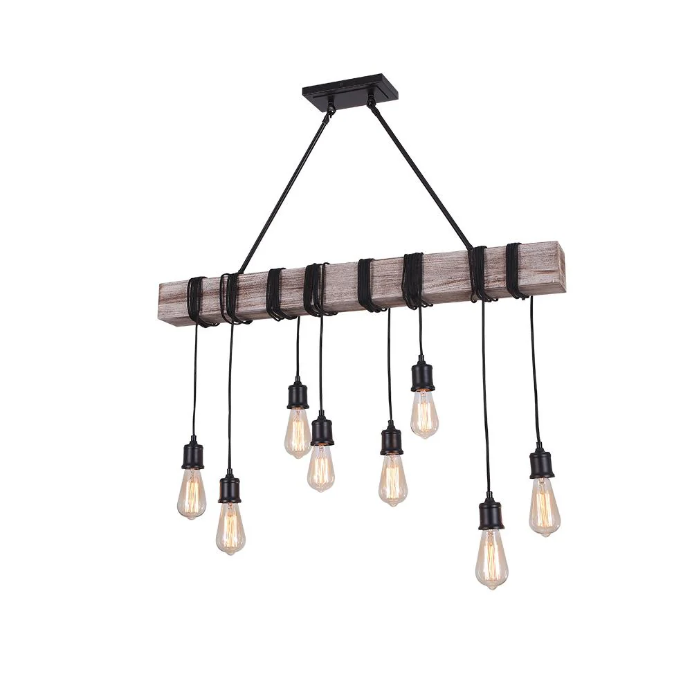 Rustic Wooden Wide Linear Chandelier - Image 5
