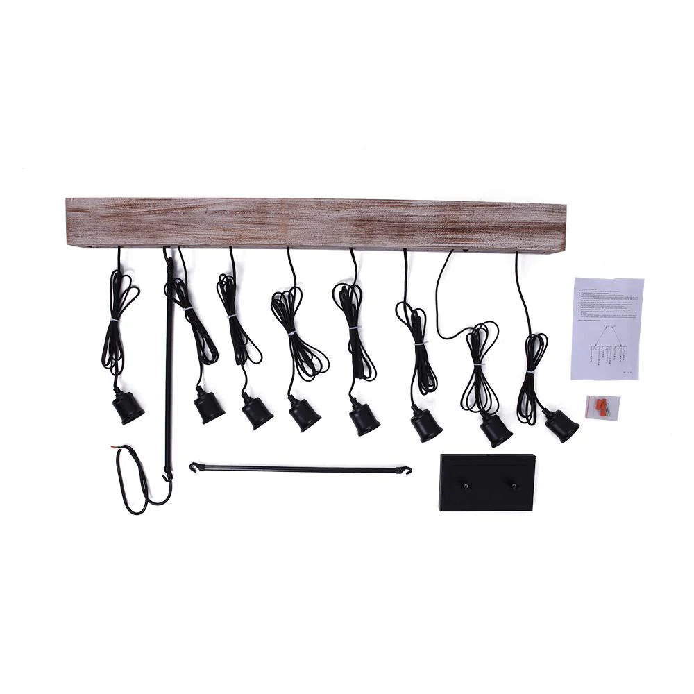 Rustic Wooden Wide Linear Chandelier - Image 9