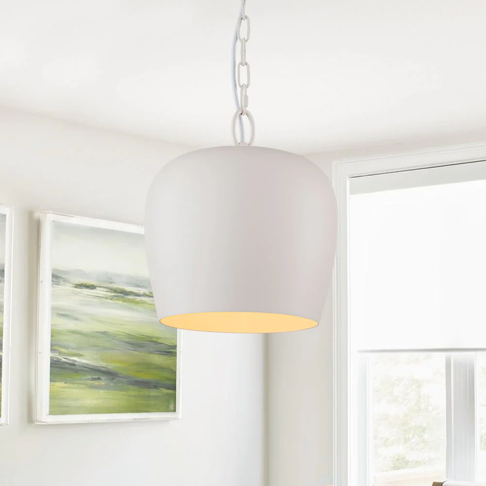 Scandinavian 1-Light Geometric White Kitchen Pendant Light - Image 2