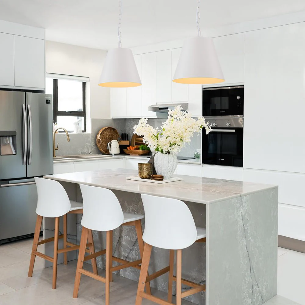 Scandinavian 1-Light Geometric White Kitchen Pendant Light - Image 3