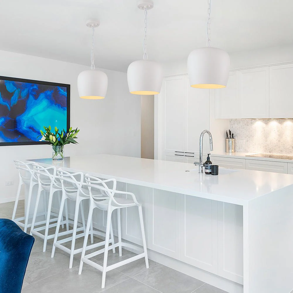 Scandinavian 1-Light Geometric White Kitchen Pendant Light - Image 5