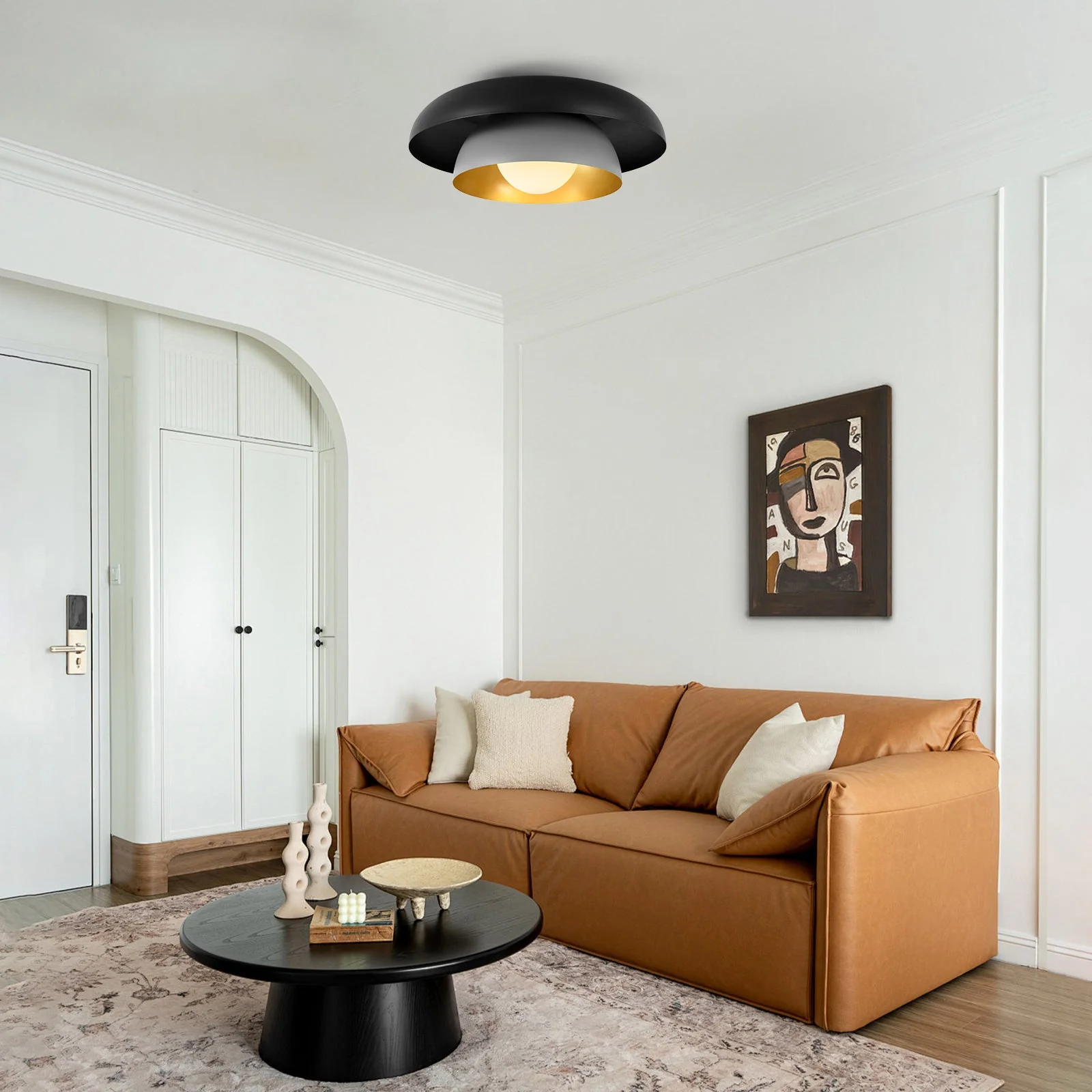 Scandinavian 2-Layer Metal Dome Semi Flush Mount Light - Image 2