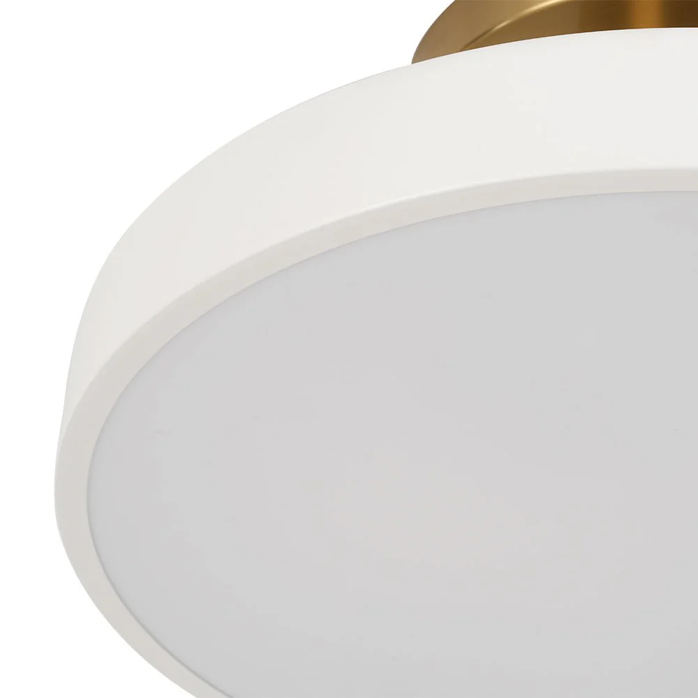 Scandinavian Brass White Round Dimmable LED Semi Flush Light - Image 11