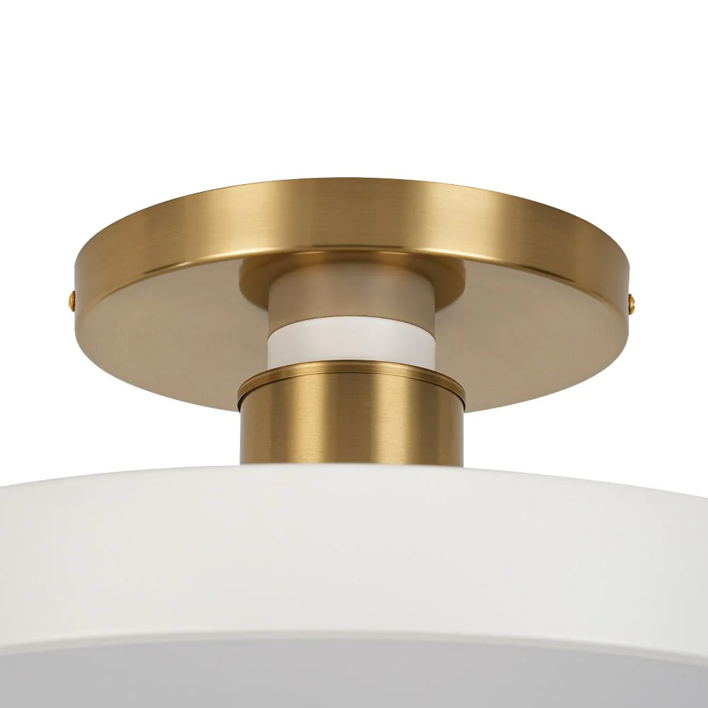 Scandinavian Brass White Round Dimmable LED Semi Flush Light - Image 12