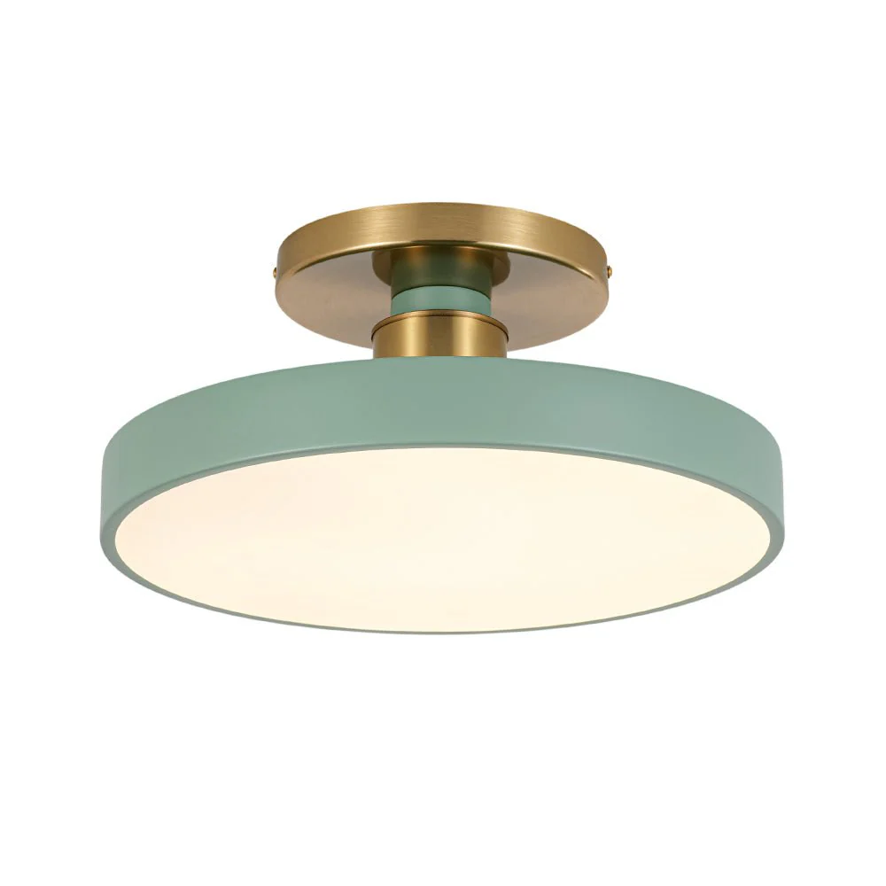 Scandinavian Brass White Round Dimmable LED Semi Flush Light - Image 16