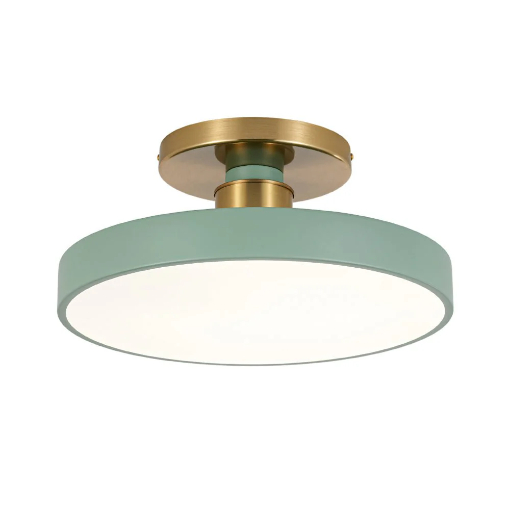 Scandinavian Brass White Round Dimmable LED Semi Flush Light - Image 17