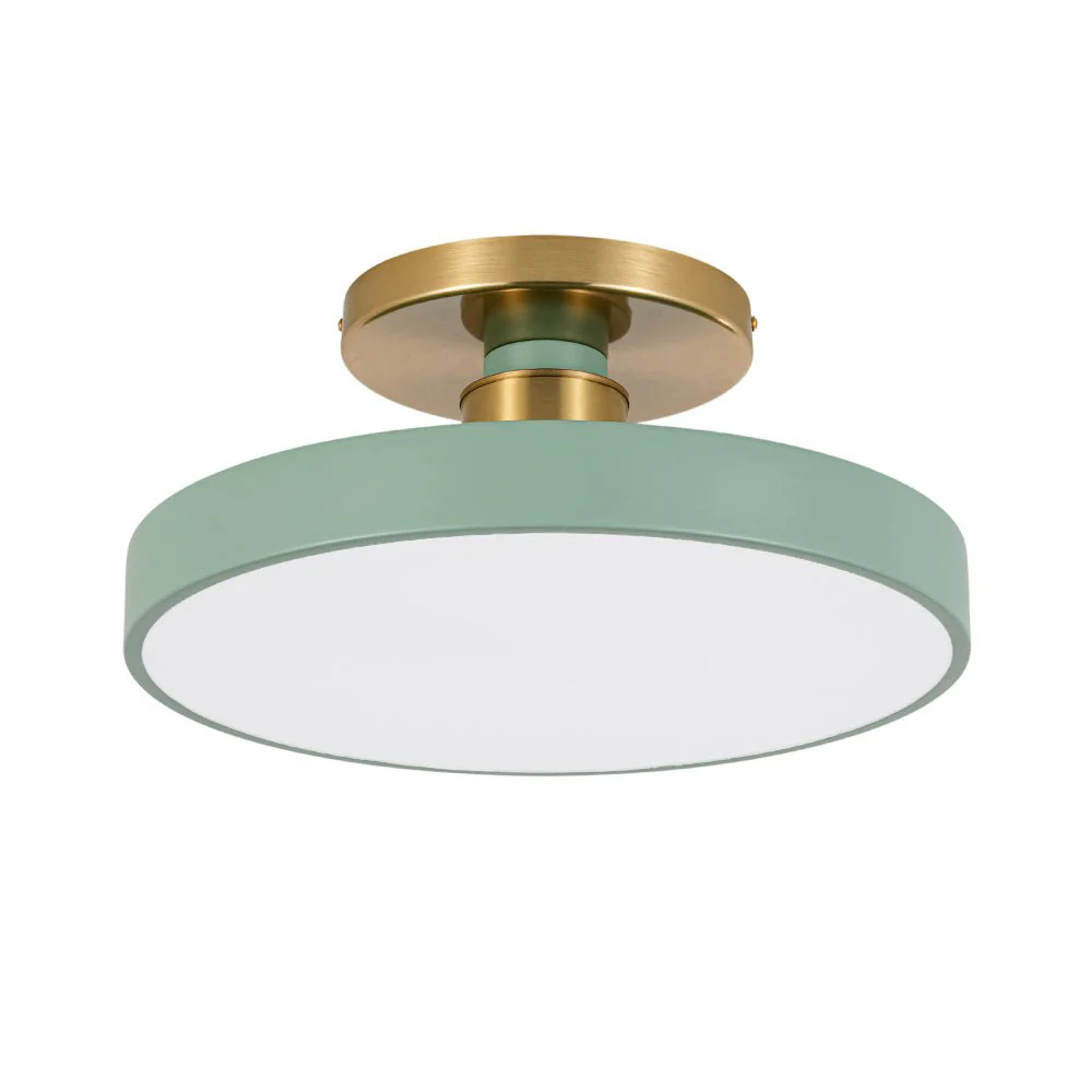Scandinavian Brass White Round Dimmable LED Semi Flush Light - Image 18