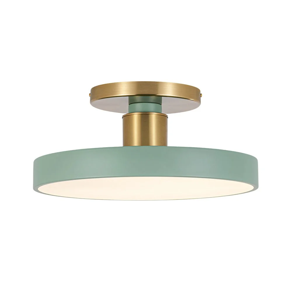 Scandinavian Brass White Round Dimmable LED Semi Flush Light - Image 19