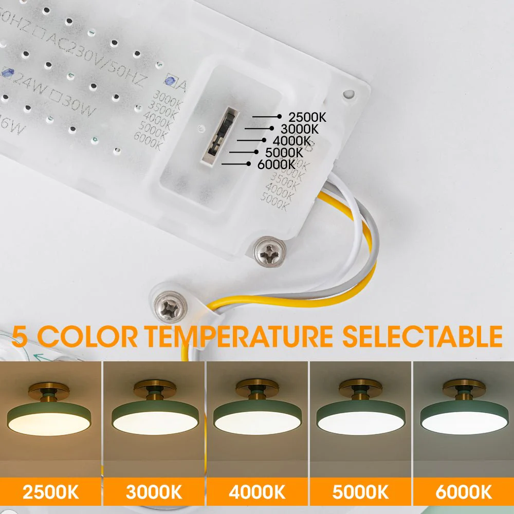 Scandinavian Brass White Round Dimmable LED Semi Flush Light - Image 21