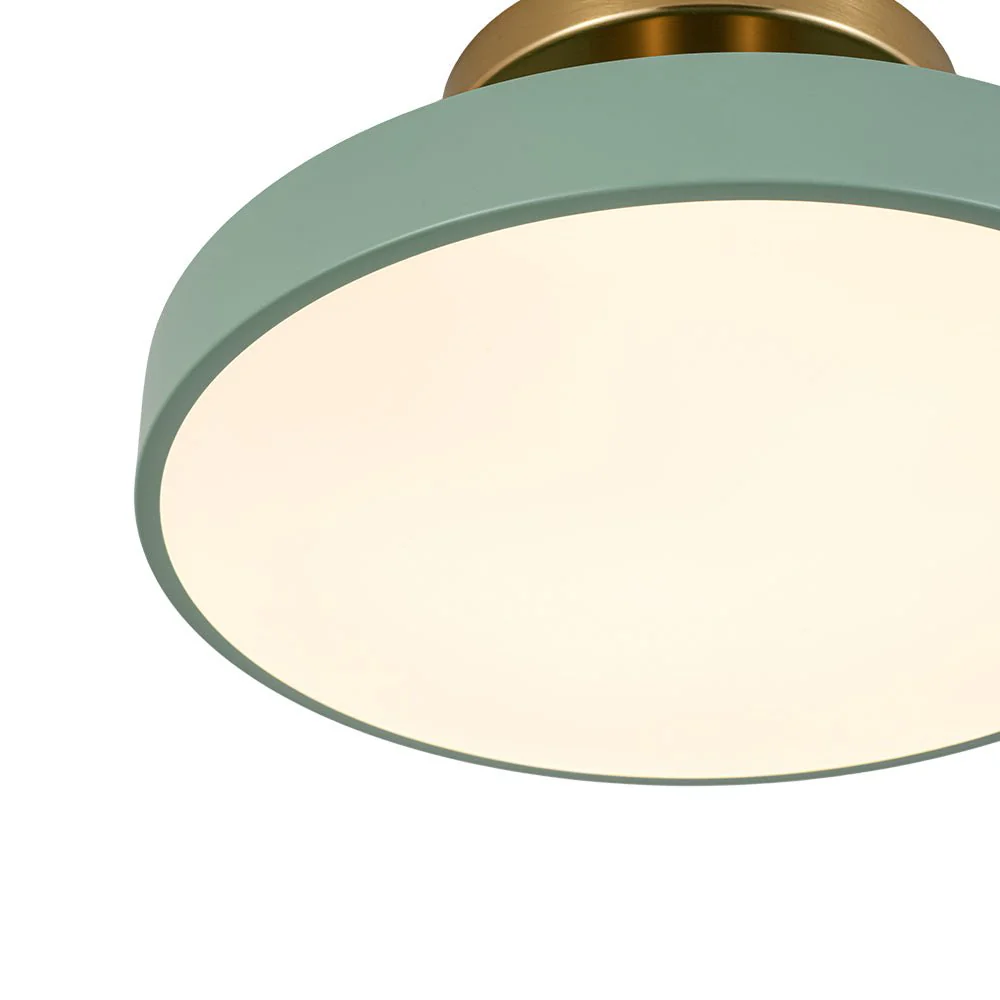 Scandinavian Brass White Round Dimmable LED Semi Flush Light - Image 22