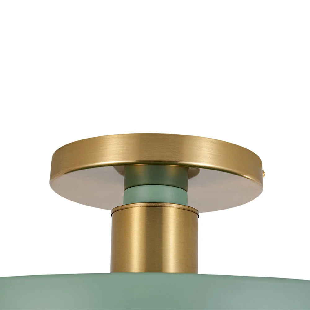 Scandinavian Brass White Round Dimmable LED Semi Flush Light - Image 23
