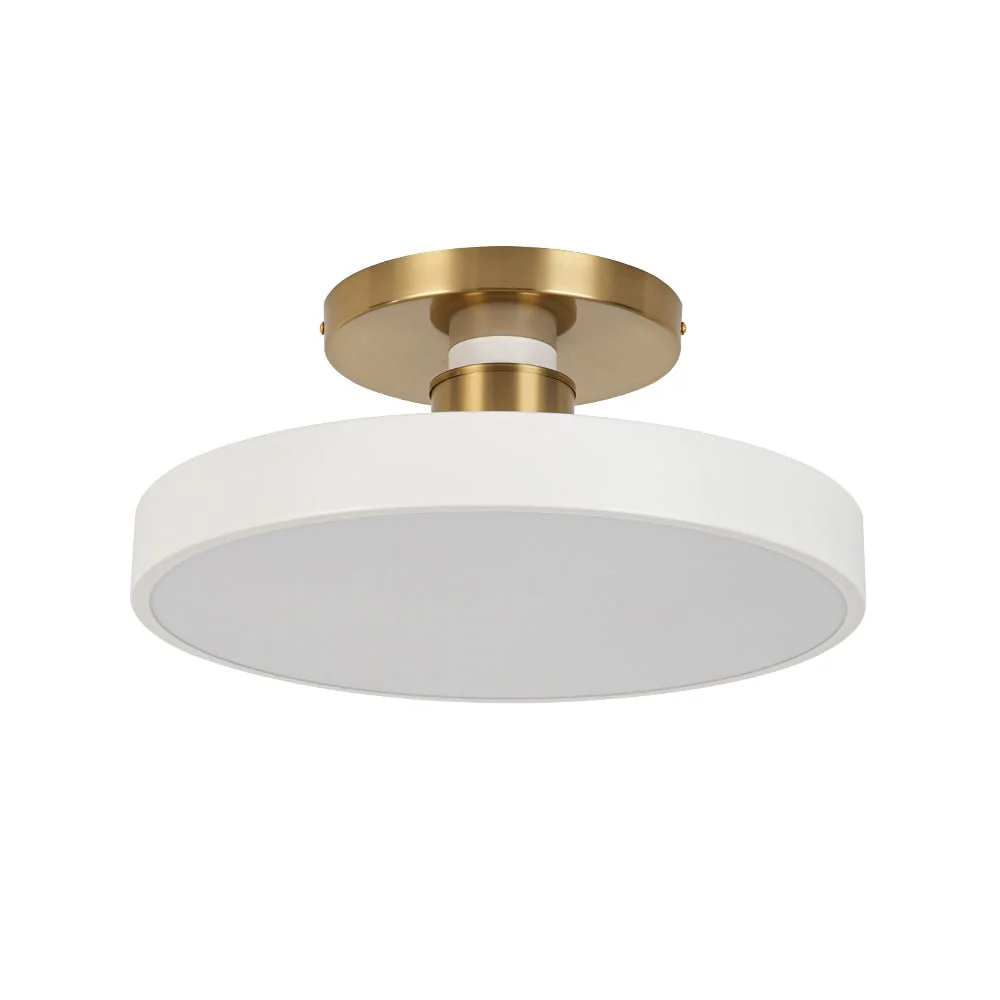 Scandinavian Brass White Round Dimmable LED Semi Flush Light - Image 6