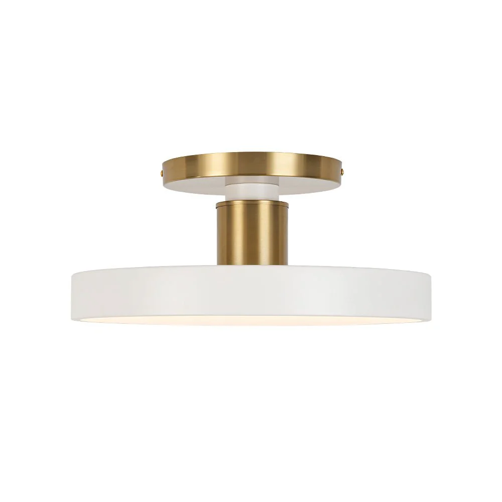 Scandinavian Brass White Round Dimmable LED Semi Flush Light - Image 8