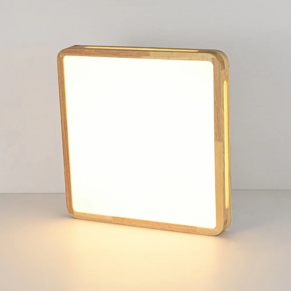 Scandinavian Wooden Dimmable LED Square Flush Mount - Image 12