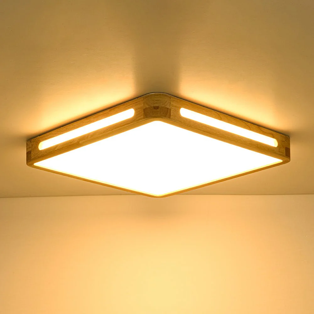 Scandinavian Wooden Dimmable LED Square Flush Mount - Image 13